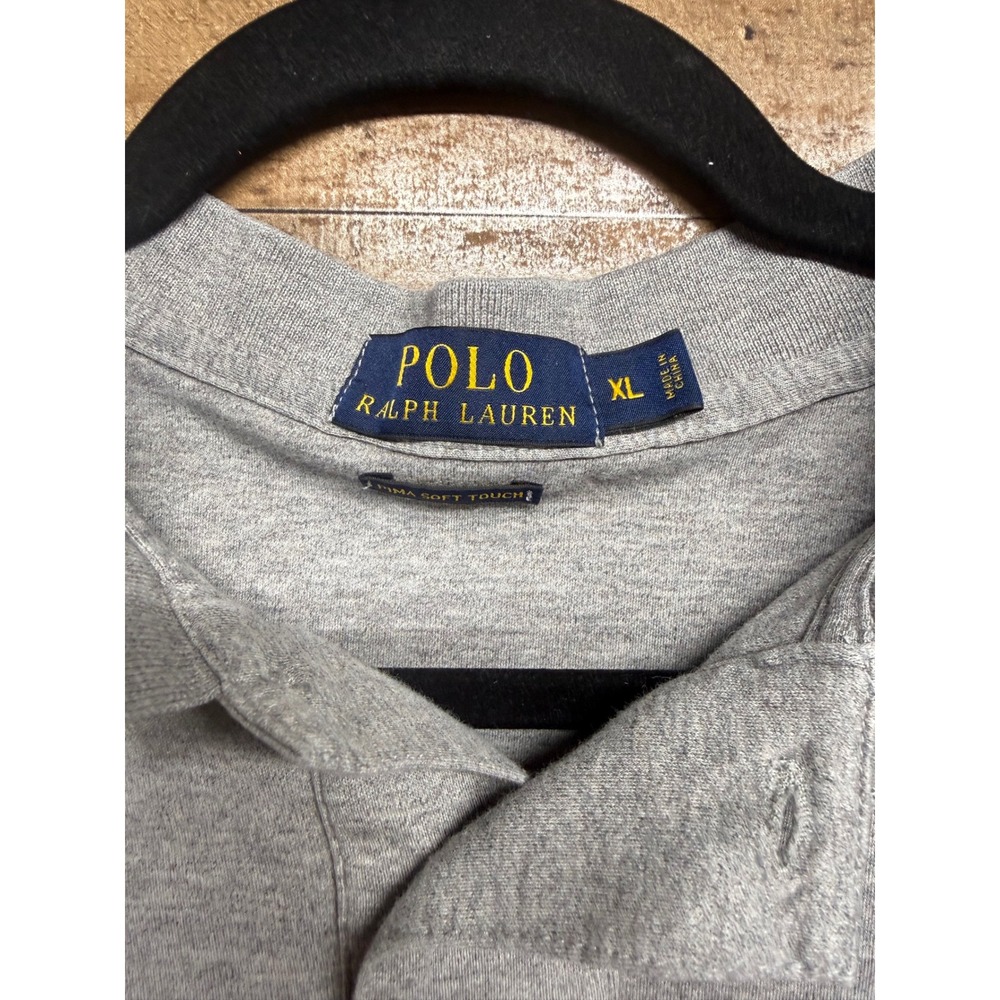 Polo Ralph Lauren Mens XL Gray Pima Soft Touch Long Sleeve Polo Shirt - Picture 3 of 8